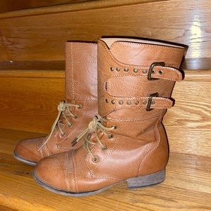 Brown combat boots